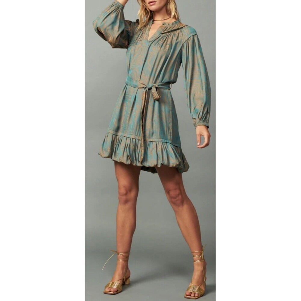 Anthropologie Current Air Size Medium Swirl Motif Mini Dress Boho Preppy Groovy